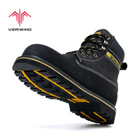 Chaussures de sécurité de haute qualité pour hommes, anti-écrasement et anti-perforation, en cuir, avec embout en acier, pour le travail industriel