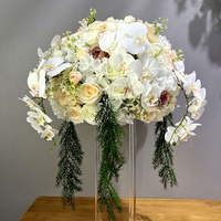 DKB Wholesale Custom 80cm White Baby's Breath & Rose Wedding Table Centerpiece Artificial Flower Ball for Event Decor