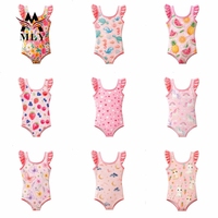 Maillot de bain une pièce pour bébés filles, imprimé personnalisé, en tissu élastique avec volants, sans manches, mignon, collection 2026