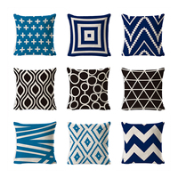 Housse de coussin en coton et lin style géométrique européen moderne, pour coussin lombaire de bureau et coussin de canapé domestique
