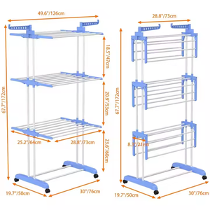 Séchoir à <span class=keywords><strong>linge</strong></span> pliable à 4 niveaux sur roulettes <span class=keywords><strong>pour</strong></span> intérieur et extérieur – Vente en gros - Product Image 2
