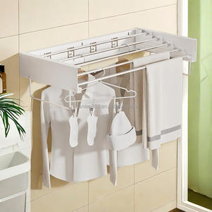 Un tendedero de ropa metálico para exteriores, popular y superventas, ajustable y plegable, montado en la pared, equipado con ganchos. - Product Image 2