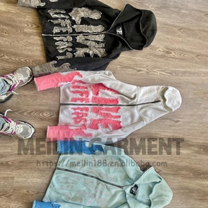 Hoodie zippé pour homme, design personnalisé, 500 g/m², épais, avec patch brodé effet vieilli et délavage acide - Product Image 3