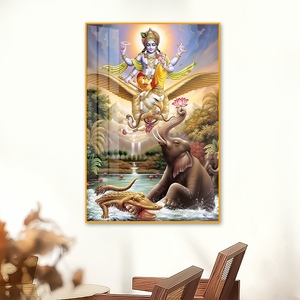<span class=keywords><strong>Cuadro</strong></span> de Porcelana con Cristales - Vishnu y Garuda, Divinidad Hindú, Decoración Espiritual para Pared del Hogar - Product Image 2