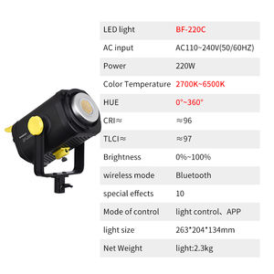 Ventes directes d'usine 2700K-6500K CRI 95 + TLCI 96 + Bowens Mount et App Control Projecteur de studio professionnel à distance - Product Image 6