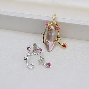 Colgante de Perla Barroca de Plata S925 Hecho a Mano, Soporte para Collar de Perlas Vacías para Mujer, Nuevo 1409, Accesorio de Joyería DIY - Product Image 1