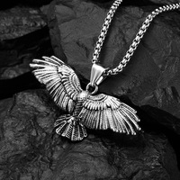 Collar con Colgante de Acero de Titanio con Diseño de Águila Voladora, Estilo Hip Hop Rock, Tendencia de Moda, para Hombre y Mujer