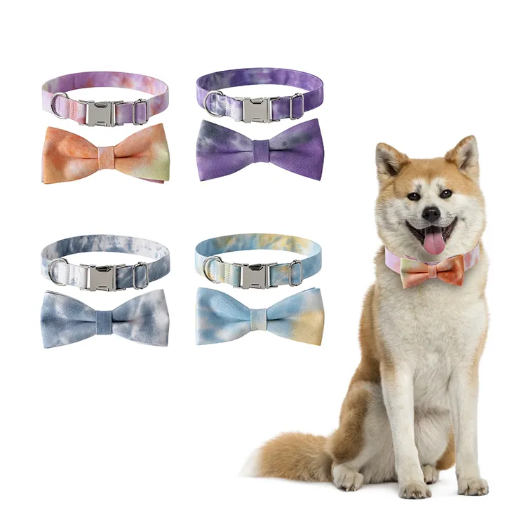 Peaktoppets özel kişiselleştirilmiş kravat boyalı lüks köpek tasması ile ayrılabilir yay Pet yaka toka Metal geri çekilebilir köpek tasması