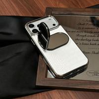 Étui de téléphone de luxe de style nouveau avec support de téléphone portable et miroir intégré, compatible avec iPhone 15/16/17/18 Pro Max