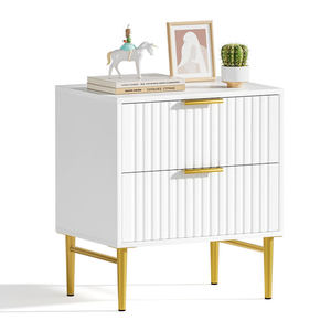 Nightstand With <b>Drawers</b> Wood Top Storage Cabinet Bedroom Furniture - Product Image 5