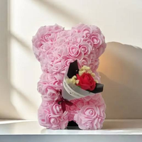 Kotak Hadiah Buket Beruang Teddy Mawar Mini 25cm yang Cantik, Bunga Mawar Abadi untuk Pernikahan, Pesta, Hadiah, Bunga Mawar Abadi