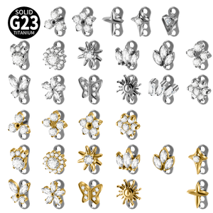 G23 Flor de <span class=keywords><strong>titanio</strong></span> Micro dérmico ancla <span class=keywords><strong>nariz</strong></span> <span class=keywords><strong>Piercing</strong></span> claro blanco circón superior joyería de boda para niños - Product Image 1