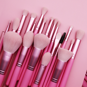 20-Piece Pink Wood Handle Vegan Synthetic Hair Makeup <b>Brush</b> Set Eco-Friendly Foundation Cosmetic Tool Kit - Product Image 4