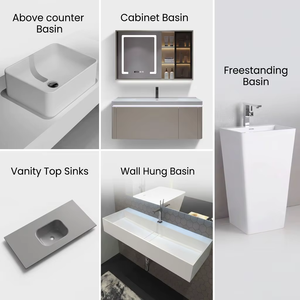 Lavabo en pierre artificielle imperméable, adapté aux appartements, aux hôtels familiaux et aux salles <span class=keywords><strong>de</strong></span> <span class=keywords><strong>bain</strong></span>, lavabos muraux - Product Image 6