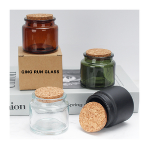 Vente en gros de pot à bougie en cire de verre vide transparent blanc noir mat de 8 oz 10 oz 14 oz à large ouverture avec couvercle en liège en <span class=keywords><strong>bois</strong></span> - Product Image 6