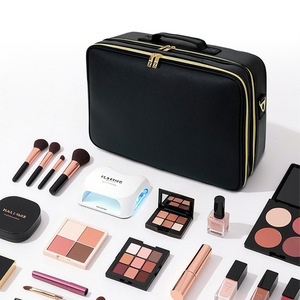 Sac à cosmétiques Qihui, fermeture éclair noire, poignée souple, trousse de maquillage multifonction pour un usage quotidien - Product Image 2