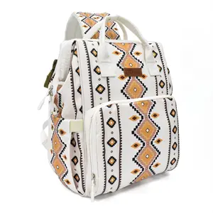Bohemian Large Baby Diaper Caddy Organizer Mommy Nappy Bag Southwestern Pattern Women's Mommy Bag Aztec Multi Function Backpack