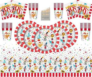 Artículos de Fiesta de Animales de Circo con Juego de Vajilla Colorida, Decoraciones de Espirales de Papel de Circo para Fiestas de Cumpleaños Infantiles - Product Image 6