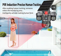 Caméra de sécurité agricole 4G solaire HD à triple objectif 360 degrés avec surveillance mobile à distance pour vergers et surveillance domestique