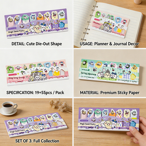 SK Tabs Self-adhesive <b>Memo</b> <b>Pads</b> Colorful Cartoon Design for Office School Use 19pcs per Pack - Product Image 3