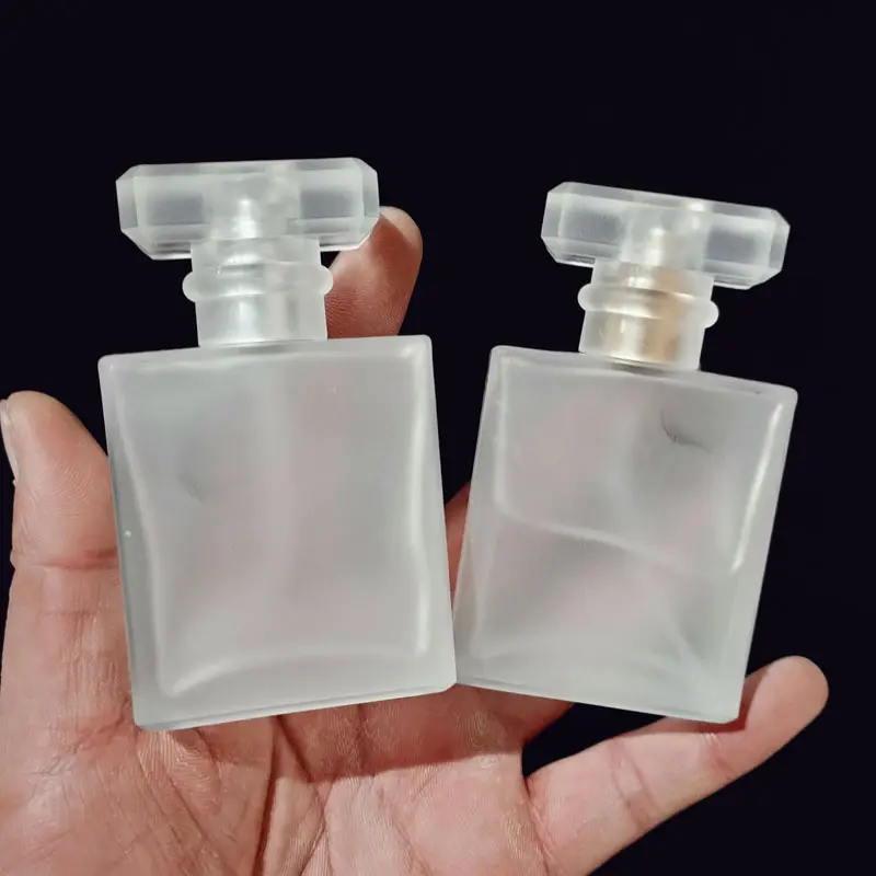 Empty Frosted Glass Perfume Spray Bottles With Packing Square Perfume Bottle 50ml