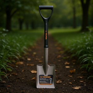 Bêche carrée de qualité industrielle Truper avec poignée en D, manche en fibre de verre, lame en métal, longueur 120-140 cm, noire, pour le jardin - Product Image 2