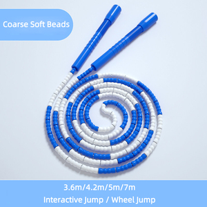 YUEDONG <span class=keywords><strong>Corde</strong></span> à <span class=keywords><strong>sauter</strong></span> réglable en bambou perlé, bleue, rose, colorée, segmentée, pour enfants et adultes, entraînement sportif - Product Image 2