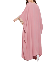 Robe longue d'été élégante unie avec franges et patchwork, manches chauve-souris, grande taille, style musulman, vente en gros