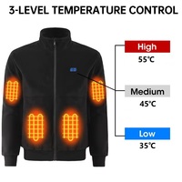 Unisex Dual Control 6 Heizzone Elektrische Batterie Heizung Fleece Jacke Stehkragen Warme Mäntel im Freien zum Angeln Jagd