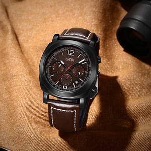 Montre chronographe pour homme haut de gamme, trois aiguilles, six aiguilles, calendrier, bracelet en cuir, offre spéciale pour les fêtes - Product Image 6