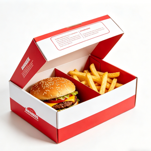 Boîtes d'emballage pour la restauration rapide en papier kraft personnalisables pour les hamburgers, le poulet frit, les frites et les en-cas cuits au four avec fermeture sécurisée - Product Image 3