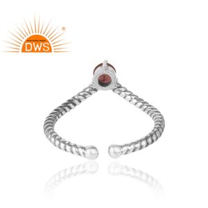 Anillo de Turmalina Rosa con Engaste de Garras, Joyería de Piedras Preciosas, Anillo de Plata de Ley 925 Oxidada con Banda de Alambre Trenzado - Product Image 6