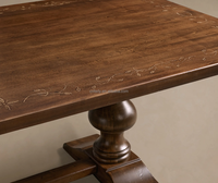 Ensemble de meubles de salle à manger de style vintage américain extensible de luxe pour 12 personnes, table rectangulaire en bois massif moderne, chaises