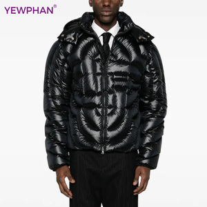 Gran oferta 2025, ropa de <span class=keywords><strong>calle</strong></span> de marca de moda, chaqueta acolchada brillante, abrigos impermeables negros brillantes - Product Image 2