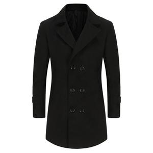 Manteau en laine pour hommes d'hiver 2024 mode double boutonnage avec manteau en laine de longueur moyenne en coton - Product Image 1