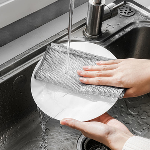 Durable Non-Scratch Stainless Steel Mesh Dish Towels, Reusable Quick Dry Scrub <b>Cloths</b> for Daily <b>Kitchen</b> Cleaning - Product Image 4