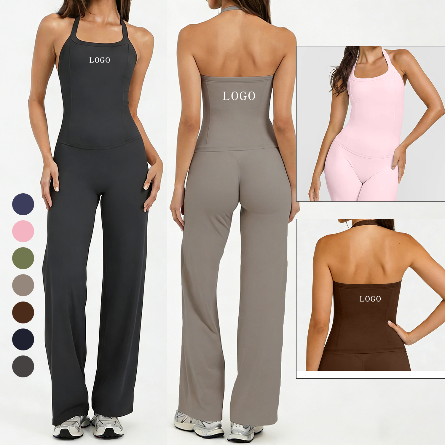 For Hanging Neck Vest Slim-fit Sleeveless Spandex/Nylon Top Fitness Sports Skin-friendly Breathable Yoga
