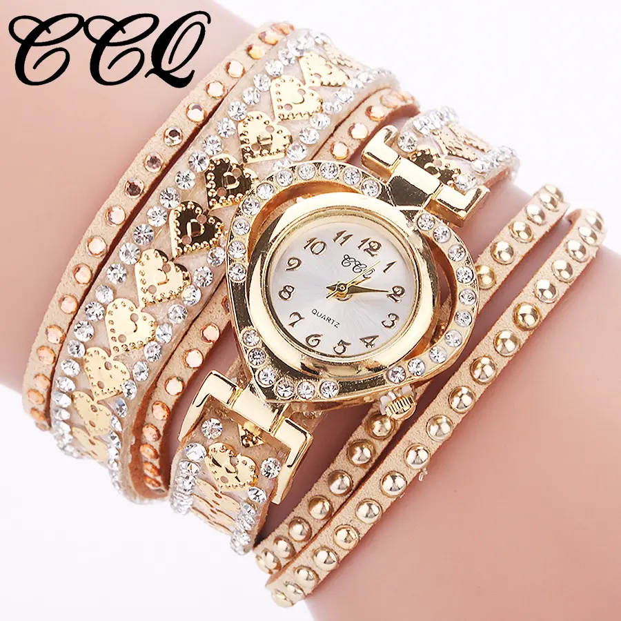 CCQ Brand Fashion Luxury Women Rhinestone Bracelet Watch Ladies Quartz Watch Casual Women Wrist Watch Relogio Feminino Hot