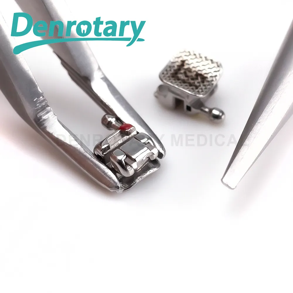 Denrotary Wholesale Dental Orthodontic Products Teeth Treatment Color Code Metal Braces Mesh Base Roth Self Ligating Brackets