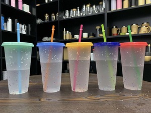 Vasos de Viaje Reutilizables de 24oz y 16oz, Botellas de Agua de Plástico, Tazas de Café con Sensor de Temperatura, Vasos que Cambian de Color con Gradiente - Product Image 4