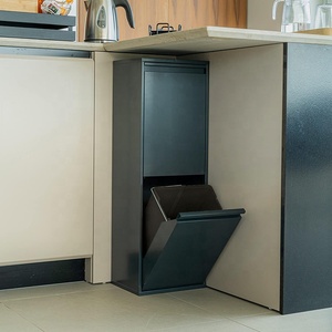 حاوية نفايات للمطبخ من الفولاذ الأساسي 36 لتر وحدة إعادة تدوير منفصلة 2 دلاء تخزين داخلية فصل نفايات للمطبخ والمنزل - Product Image 2