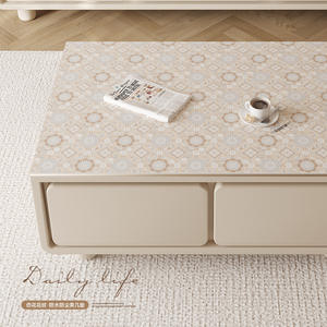 Tapis de table basse imprimé de qualité supérieure, rectangulaire, en PVC, résistant à l'huile, motif floral moderne et élégant, protection de table de salon - Product Image 3