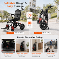 Vente flash : fauteuil roulant manuel pliable en alliage d'aluminium avec poignée de traction, roues alvéolées de 12 pouces et coussin en cuir ergonomique pour personnes âgées