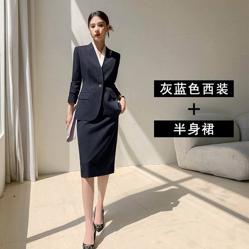 Gray blue suit jacket overskirt