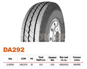 ยางรถบรรทุกหนัก DA292 12.00R24 คุณภาพดีจากโรงงานจีน พร้อมพื้นผิวหน้าที่กว้างขึ้น - Product Image 4