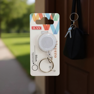 Portachiavi Ilan con cordino estensibile 90 cm max colore bianco per chiavi e borsa - Product Image 2