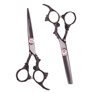 Kéo Cắt Tóc 5.5 ''6 "Aqiabi Nhật Bản Thép Tóc Kéo Đen Tóc Cắt Kéo Mỏng Kéo Màu Đen Chất Lượng Cao A9005 - Product Image 4