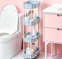 Chariot de rangement mobile multi-niveaux pratique avec roulettes, étagère en plastique pour cuisine, salle de bain et articles ménagers