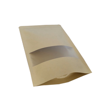 Sachet Doypack À Fermeture Zippée en Papier Kraft Brun, Refermable, Thermoscellable, Pour Stockage Alimentaire, Avec Fenêtre Transparente
