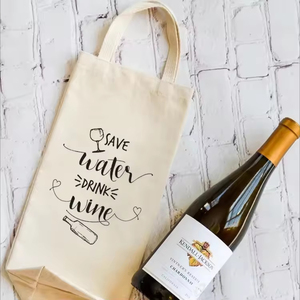 ZHYD Custom Eco Friendly Custom Size and Print 12oz Canvas Reusable Single Wine Tote Bag for Wedding Party Double 2 Bottle Bag